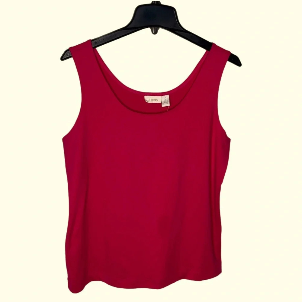 Chico Timeless Scoop-Neck Tank Coral Fuschia Chico Size 2 or L/X-Large.